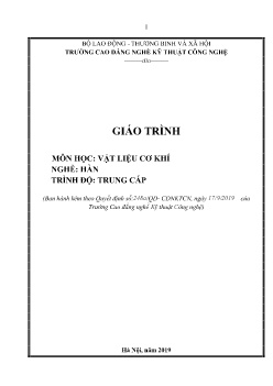 Giáo trình Vật liệu cơ khí (Trình độ Trung cấp)