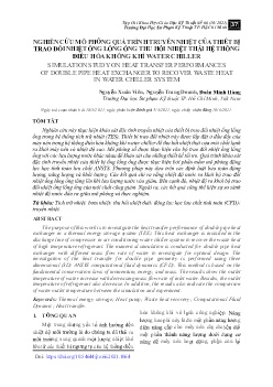 Nghiên cứu mô phỏng quá trình truyền nhiệt của thiết bị trao đổi nhiệt ống lồng ống thu hồi nhiệt thải hệ thống điều hòa không khí water chiller