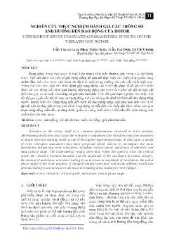 Nghiên cứu thực nghiệm đánh giá các thông số ảnh hưởng đến dao động của rotor