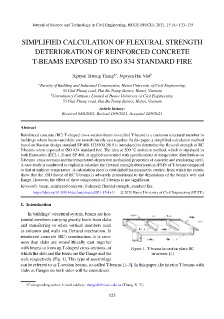 Simplified calculation of flexural strength deterioration of reinforced concrete t-beams exposed to iso 834 standard fire nguyen truong thanga,∗, nguyen hai vietb afaculty of building and industrial construction, hanoi university of civil engineering, 55 