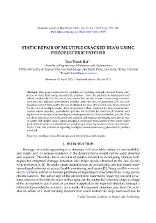 Static repair of multiple cracked beam using piezoelectric patches