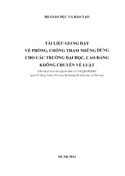 Tài liệu giảng dạy về Phòng, chống tham nhũng dùng cho các trường đại học, cao đẳng không chuyên về luật